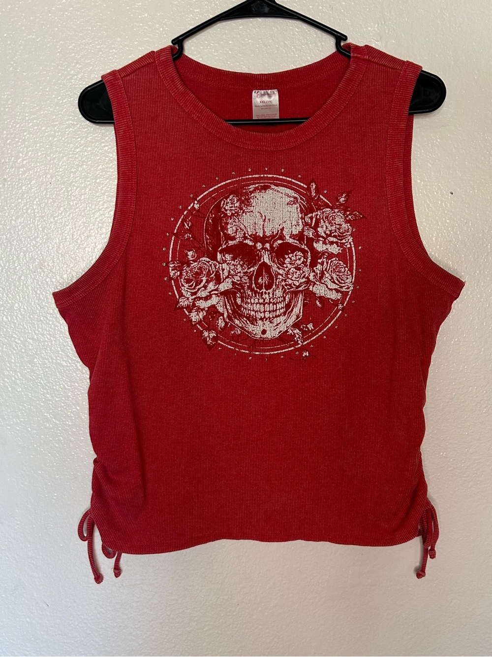 Red Sleeveless Skull Graphic Tank Top
